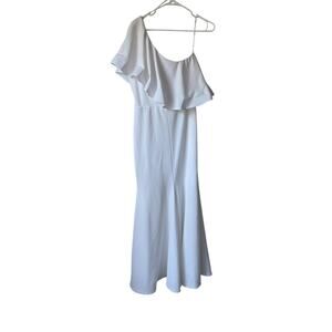 Lulus White One Shoulder Maxi Dress L Elegant Minimalist Bridal Chic wedding